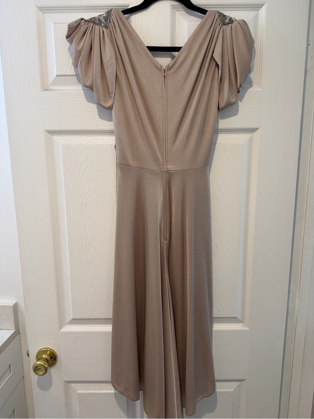 Cache Taupe Midi Dress with Beaded Accents - Picture 4 of 4